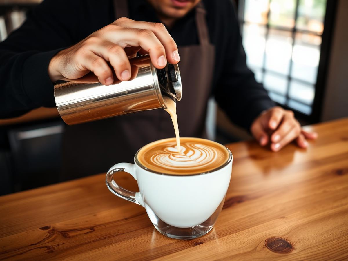 Barista tarafından hazırlanan latte